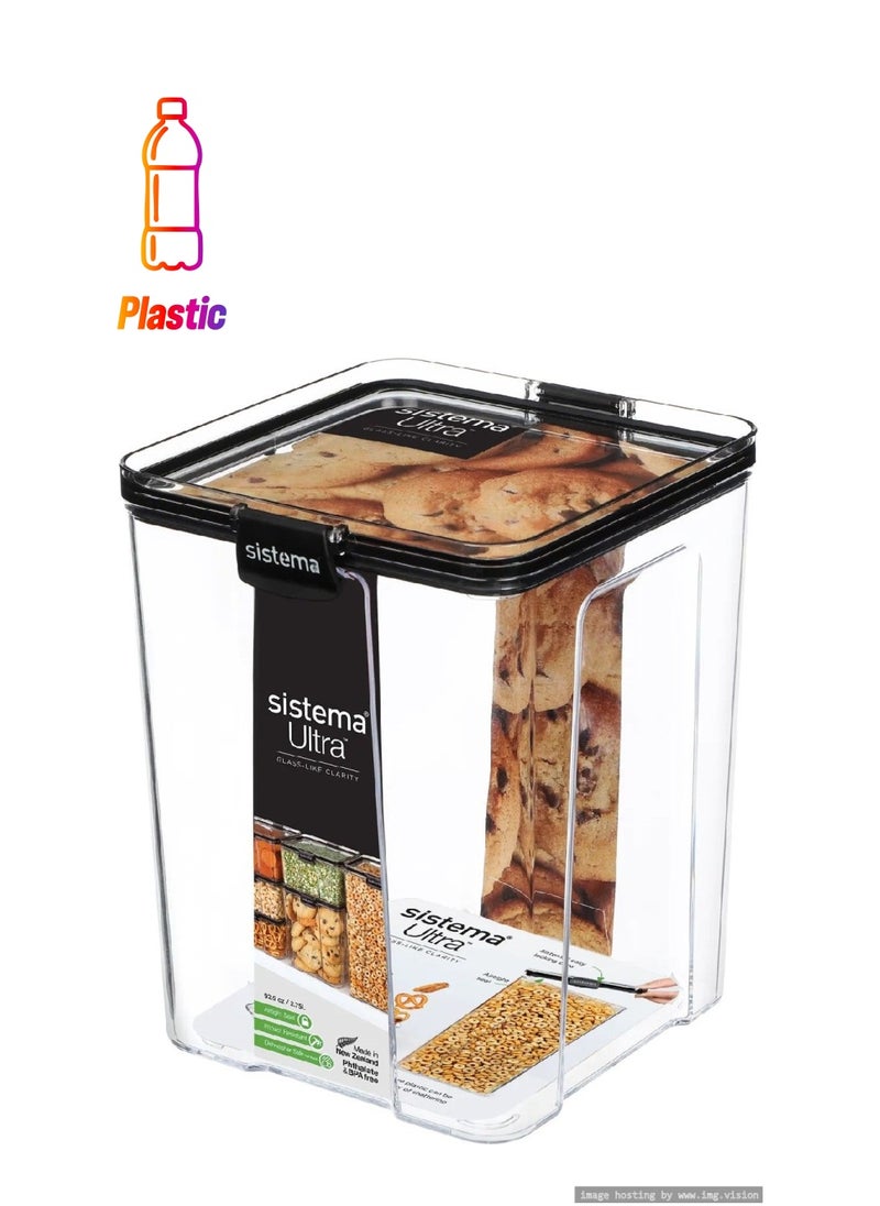 sistema - Tritan Ultra Square 2.75L, Stackable Container, Comes With Clear Finish, Durable And Shatter Proof Is Dishwasher Safe And Bpa Free - Image 1