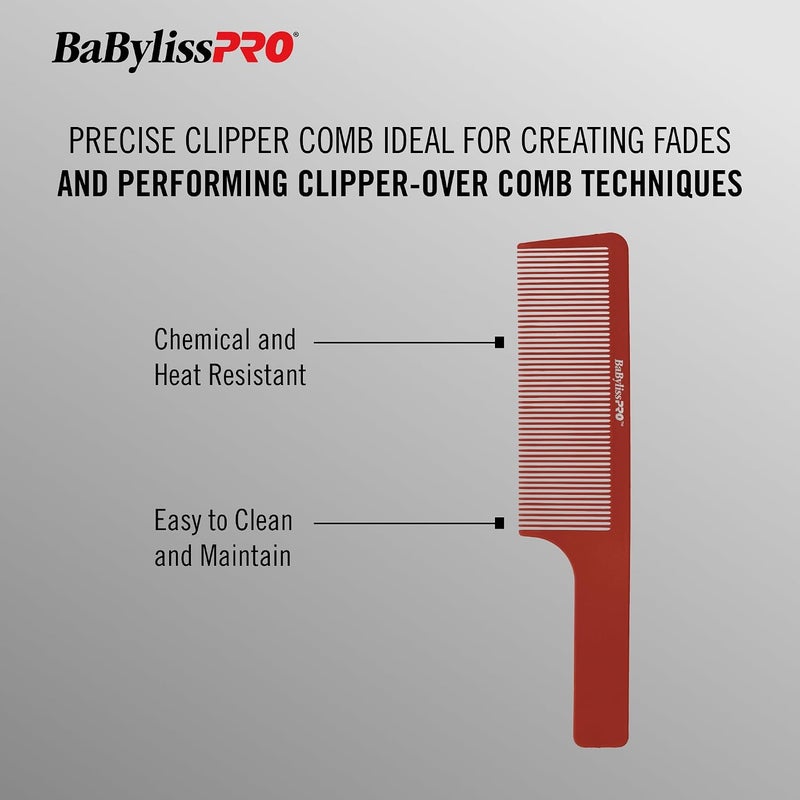 BaBylissPRO Barberology 9 Inch Clipper Comb - Red - Image 2