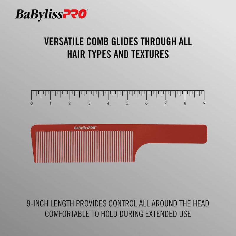 BaBylissPRO Barberology 9 Inch Clipper Comb - Red - Image 3