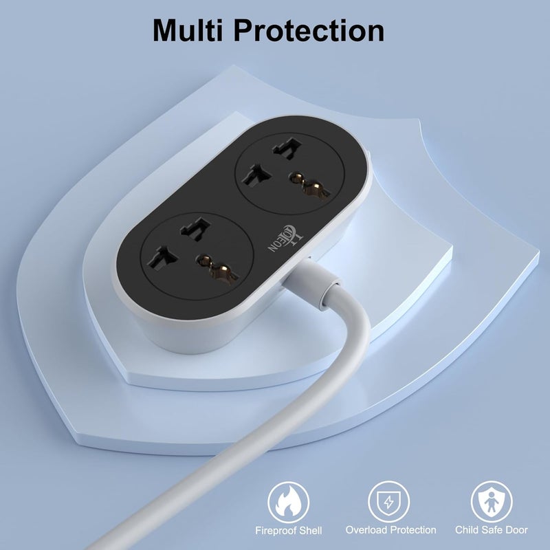 Hoteon Extension Cord 5 Meter 2500W 10A Extension Board Heavy Duty Long Wire Extension 2 Universal Outlets Extension Cable 3 Pins Power Cord Extension Expandable Power Strip for Home Office - Image 4