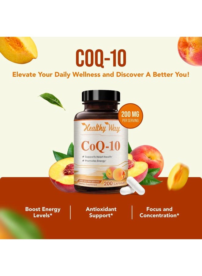 HealthyWayRx Healthy Way Pure CoQ10 200mg 200 Capsules Supports Healthy Heart & Healthy Blood Pressure - Non-GMO USA Made - Image 4