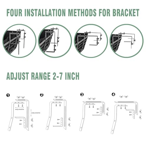 Karlliu 4 Pack 24 Inch Window Boxes Planter for Outdoor Plants Deck Railing Planters Box with Adjustable Brackets for Porch Fence Balcony Hanging Flower Baskets with Non-Woven Fabric Liner for Garden Decor - Image 5