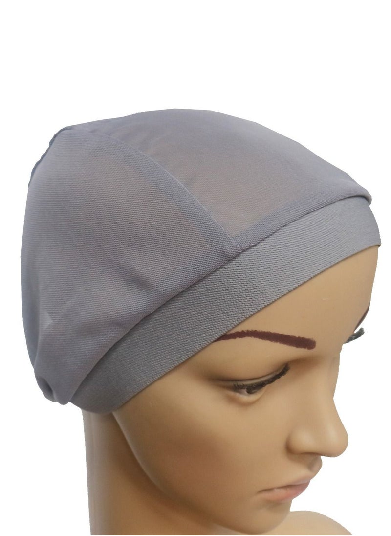 Loquat - Women's Solid Color Stretch Net Hijab Inner Cap Grey - Image 1