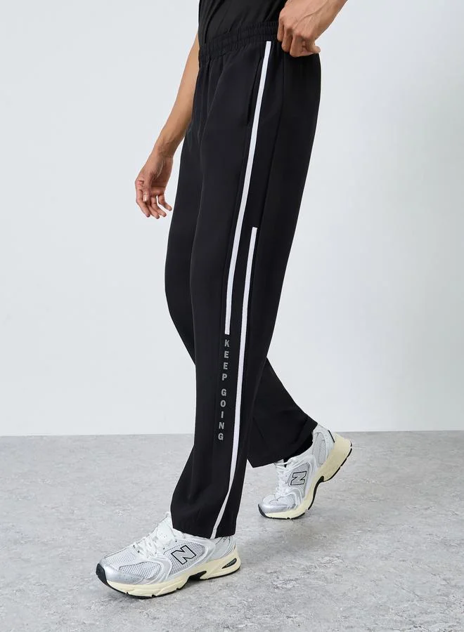 Athleisure Track Pants With Side Panel and Print Detail