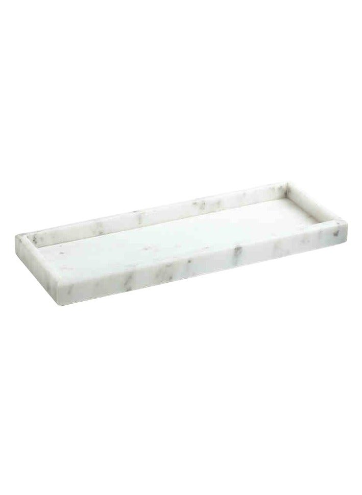 JiFENG Natural Marble Vanity Tray, Dresser Organizer Tray, Bathroom Tray, Home Decor,Multipurpose Tray (White) - 30x 10 CM - Image 2