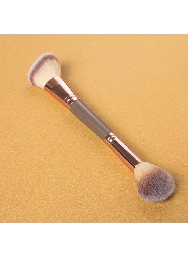 عام فرشاة مكياج فاخرة مزدوجة الطرفين، فرشاة بلاشر مائلة وفرشاة كونسيلر دقيقة، بمقبض باللون الذهبي الوردي والرمادي الداكن، بشعيرات فائقة النعومة بتدرج لون موف - Image 4