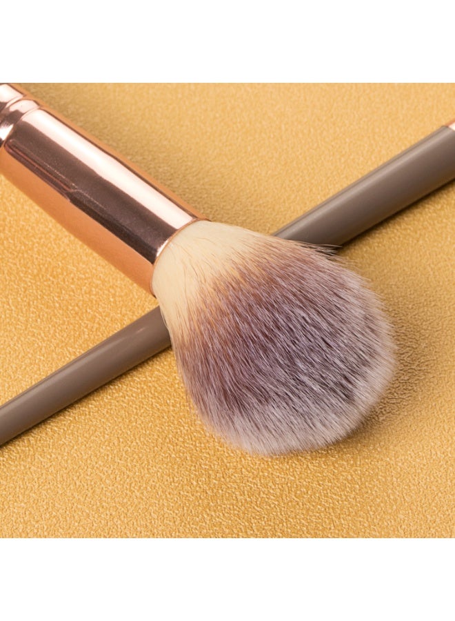 عام فرشاة مكياج فاخرة مزدوجة الطرفين، فرشاة بلاشر مائلة وفرشاة كونسيلر دقيقة، بمقبض باللون الذهبي الوردي والرمادي الداكن، بشعيرات فائقة النعومة بتدرج لون موف - Image 5