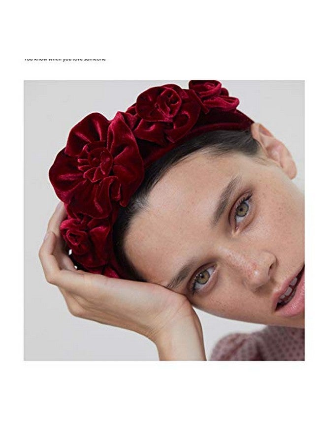 QTMY Velvet Wide Rose Flower Headbands Vintage Hairband Elastic Hair Hoops Fashion Hair Accessories For Women Girls - Image 2