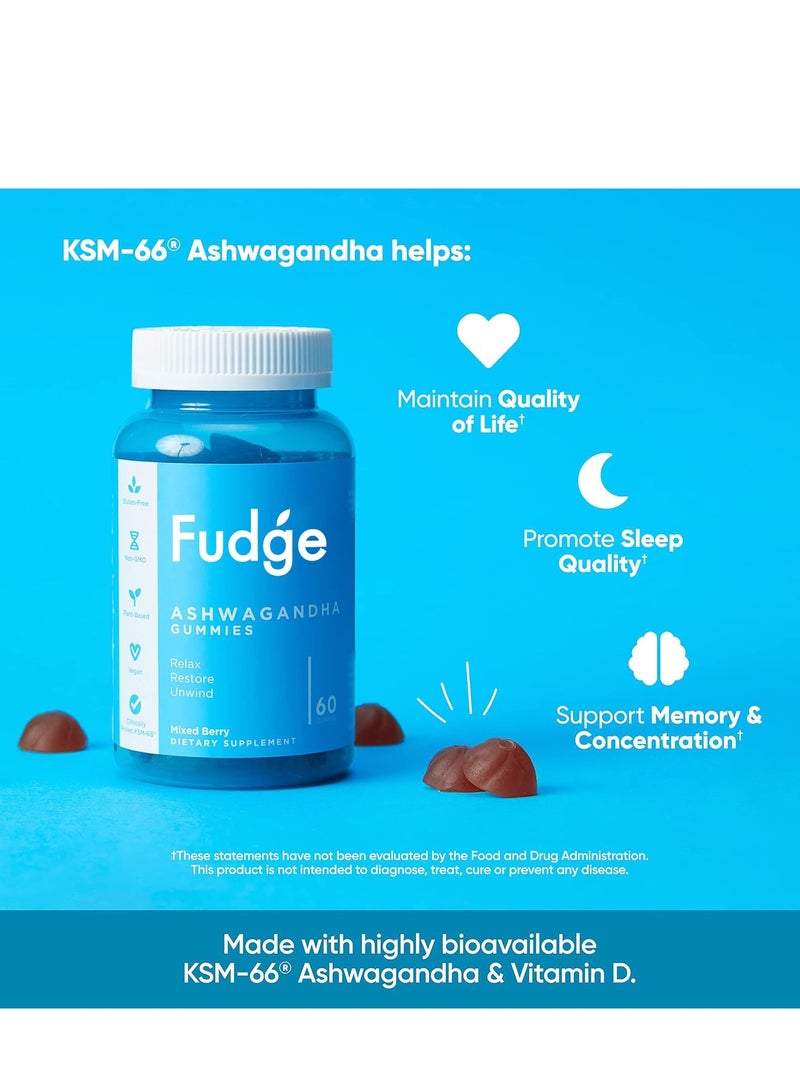 Fudge 60 Count Ashwagandha gummies，Immune Boosting Candy, Stress Relief, Sleep Promotion  - Image 2