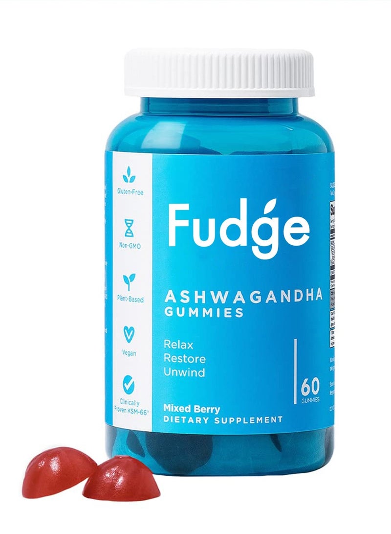 Fudge 60 Count Ashwagandha gummies，Immune Boosting Candy, Stress Relief, Sleep Promotion  - Image 1