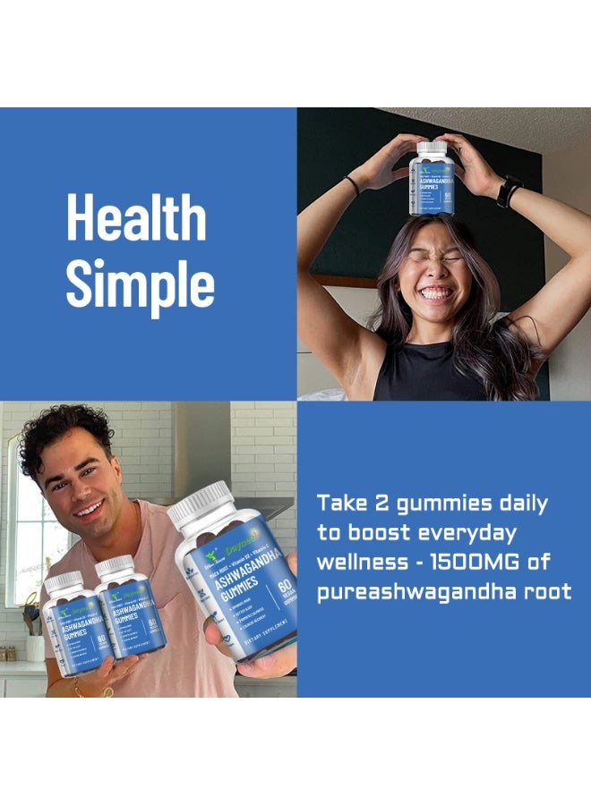 وينز تاون أشواغاندا خالية من الغلوتين حلوى جيلي بنكهة التوت المختلط تقلل التوتر وتساعد على النوم وتقوي العضلات فيتامين د/ج نباتية 60 قطعة - Image 5