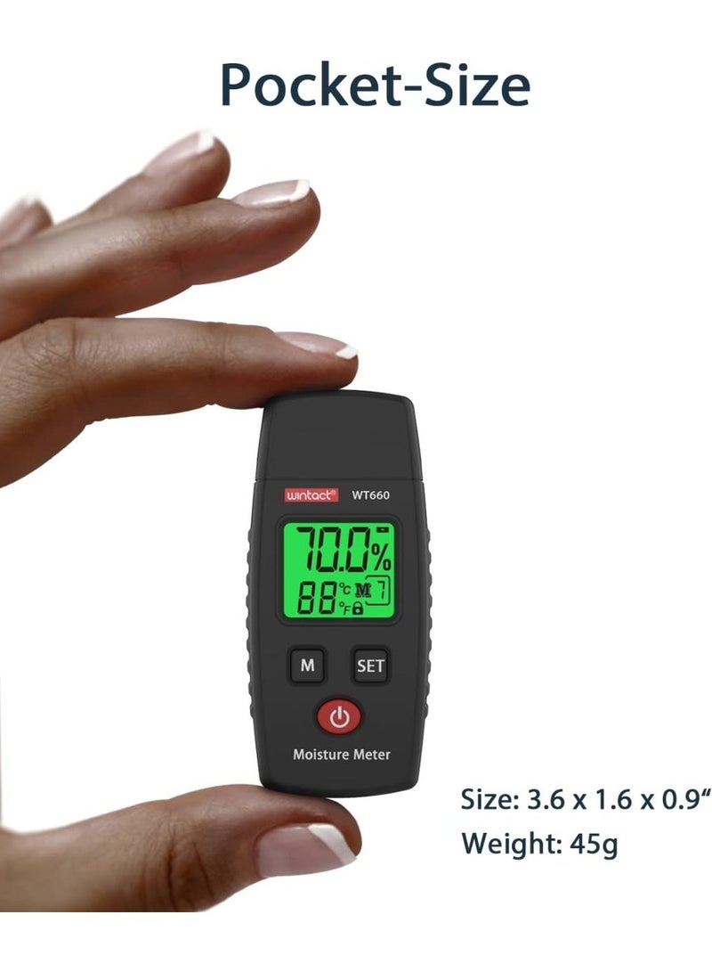 Pocket Wood Moisture Meter –  Pin Type Digital Water Leak Detector | Moisture Tester for Lumber, Firewood, Walls, Drywall, Paper, Brick & Concrete – Portable Building Material Gauge - Image 5