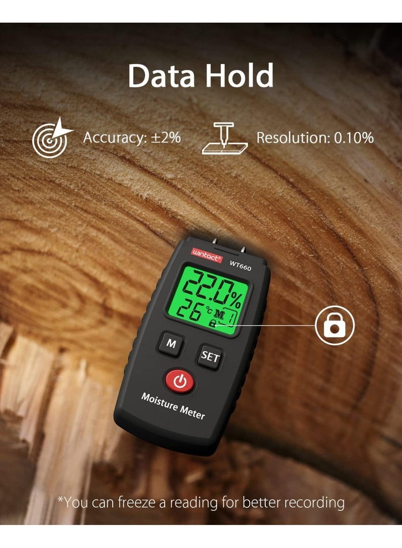 Pocket Wood Moisture Meter –  Pin Type Digital Water Leak Detector | Moisture Tester for Lumber, Firewood, Walls, Drywall, Paper, Brick & Concrete – Portable Building Material Gauge - Image 3