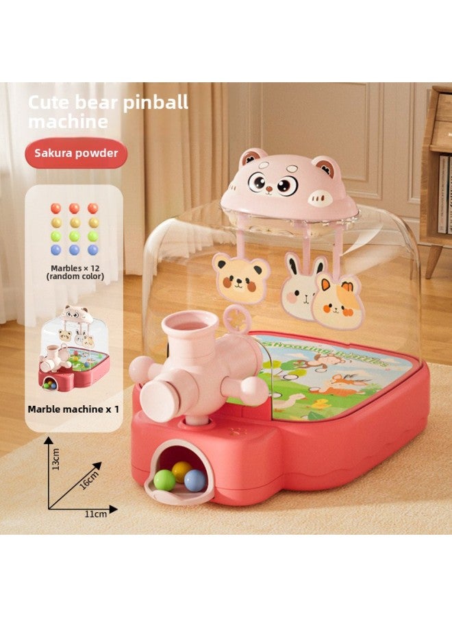 Electric Pinball Machine Shooting Game Machine Beading Puzzle Concentration Parent-child Children's Toys Boys And Girls Explosions-Color:Hand-eye Coordination | Puzzle And Fun | Abs Material-Specification:Sakura Pink丨cute Bear Bead Shooting Machine [12 Marbles + Exquisite Marble Machine] - Image 1