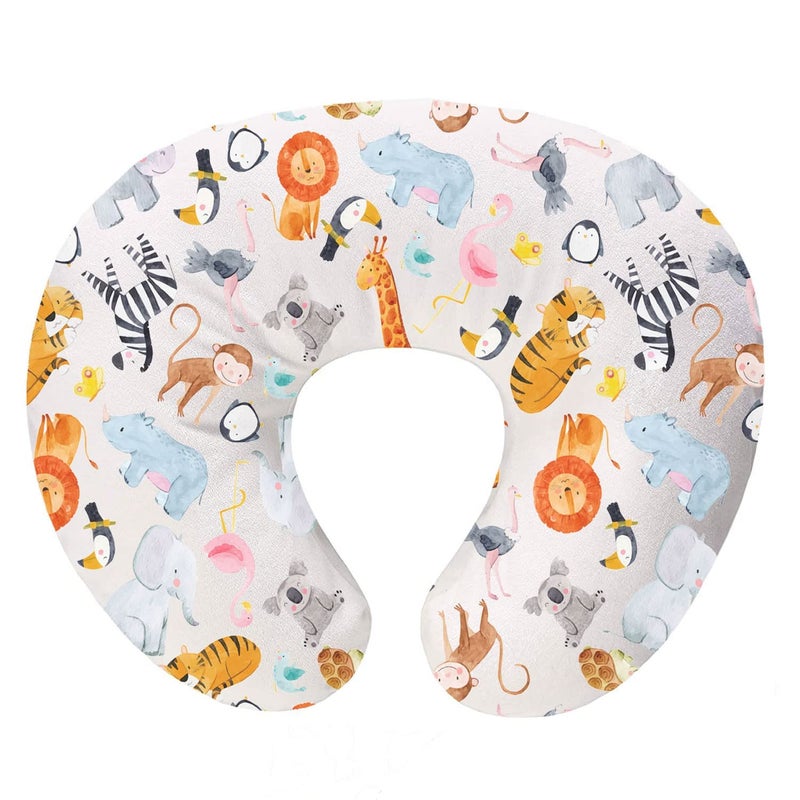 Hegzi feeding pillow removable cover, cotton nursing pillow and positioner, breastfeeding, bottle feeding, baby support - wild animals pattern - Image 1