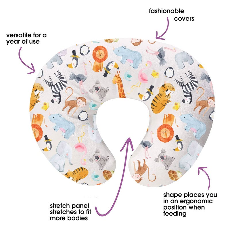Hegzi feeding pillow removable cover, cotton nursing pillow and positioner, breastfeeding, bottle feeding, baby support - wild animals pattern - Image 3