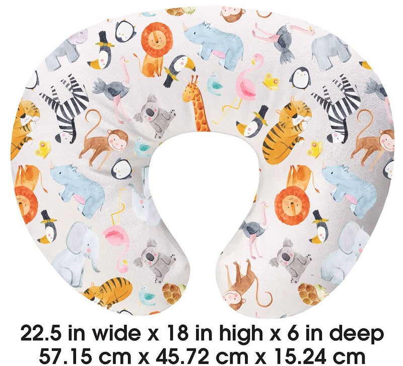 Hegzi feeding pillow removable cover, cotton nursing pillow and positioner, breastfeeding, bottle feeding, baby support - wild animals pattern - Image 4
