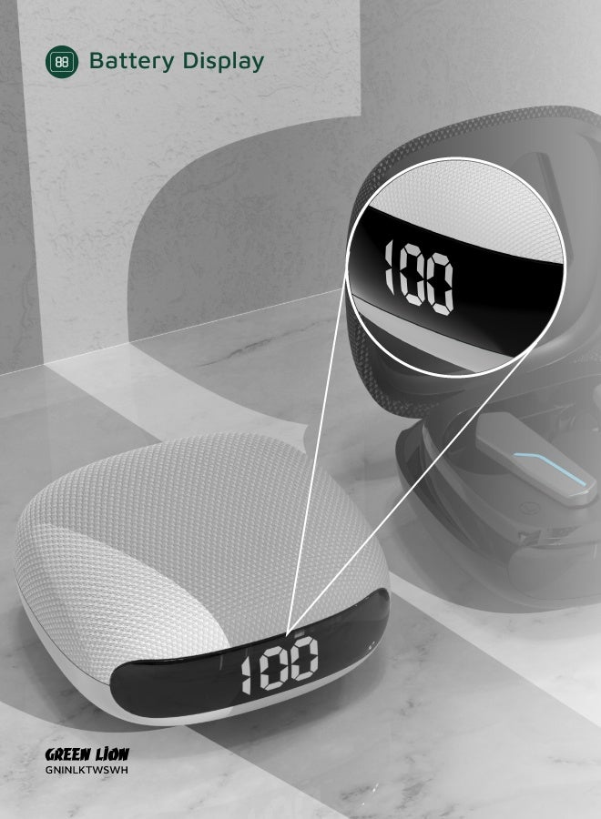 جرين ليون سماعات أذن إنترلاكن اللاسلكية الحقيقية مع خاصية إلغاء الضوضاء وميكروفون مزدوج / وقت تشغيل 7 ساعات / مقاومة للماء IPX5 / بلوتوث V5.4 / سماعات أذن TWS / وقت استعداد 180 ساعة - أبيض - Image 4