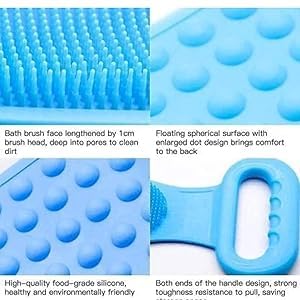 PHE Silicone Body Back Scrubber Double Side Bathing Brush for Skin Deep Cleaning Massage Dead Skin Removal Exfoliating Belt for Shower for Men Women Multicolor BATH BELT - Image 5