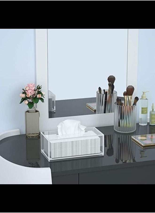SMARTPOINTS - Acrylic Tissue Box,Clear Facial Tissue Holder Case Dispenser Napkin Organizer for Bathroom Kitchen Bedroom Office - Image 1
