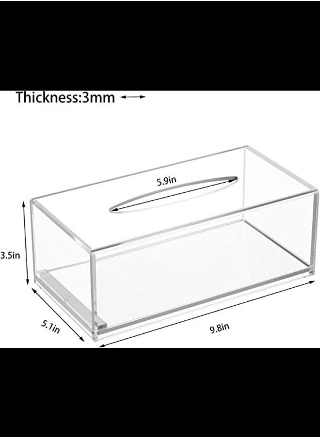 SMARTPOINTS - Acrylic Tissue Box,Clear Facial Tissue Holder Case Dispenser Napkin Organizer for Bathroom Kitchen Bedroom Office - Image 1