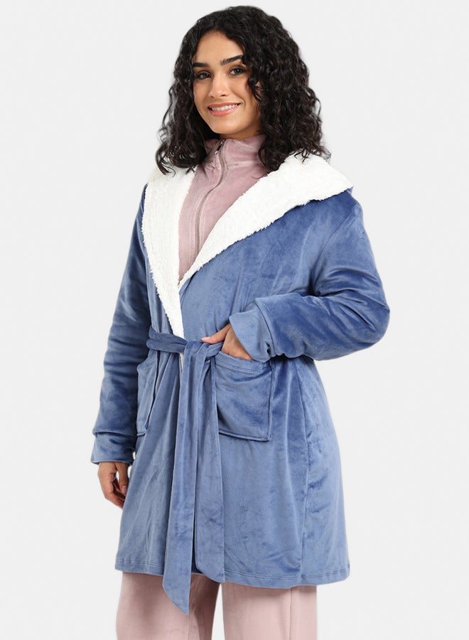 Carina Padded Velvet Hooded Robe - Image 2