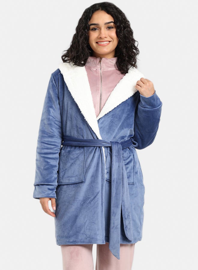 Carina Padded Velvet Hooded Robe - Image 1
