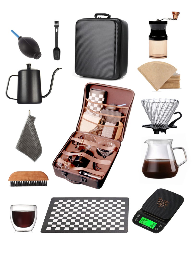 Old_Feller 13 Piece  V60  Drip Coffee Maker Set Pour Over Coffee Maker with Portable Carry Case Coffee Master Set  - Image 2