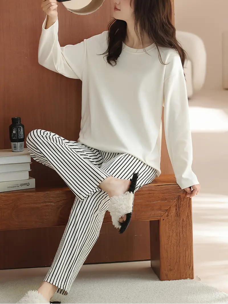 Celary Korean Style Women’s Night Suit|| Cute Printed Pajama Set with Long Sleeve Top & Pants|| Soft Cotton Loungewear || Cotton Blend Night Dress - Image 4