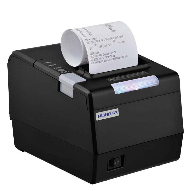 Rongta POS Printer 80mm Thermal Receipt Printer Restaurant Kitchen Printer with Auto Cutter USB Serial Ethernet Interface ESCPOS Command Support Cash Drawer for WindowsMacLinuxRP850