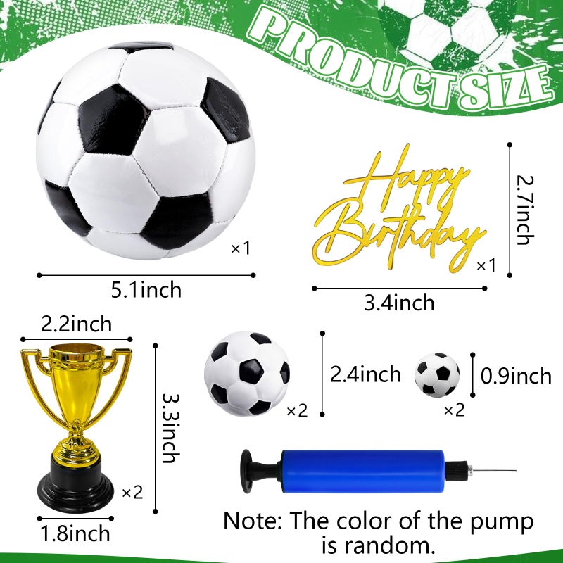 Morofme 8pcs Soccer Ball Cake Toppers Large Soccer Cake Decorations Mini Soccers Cupcake Topper Happy Birthday Topper Trophies Decor Footballs Cake Toppers for Soccers Themed Birthday Party Supplies - Image 5