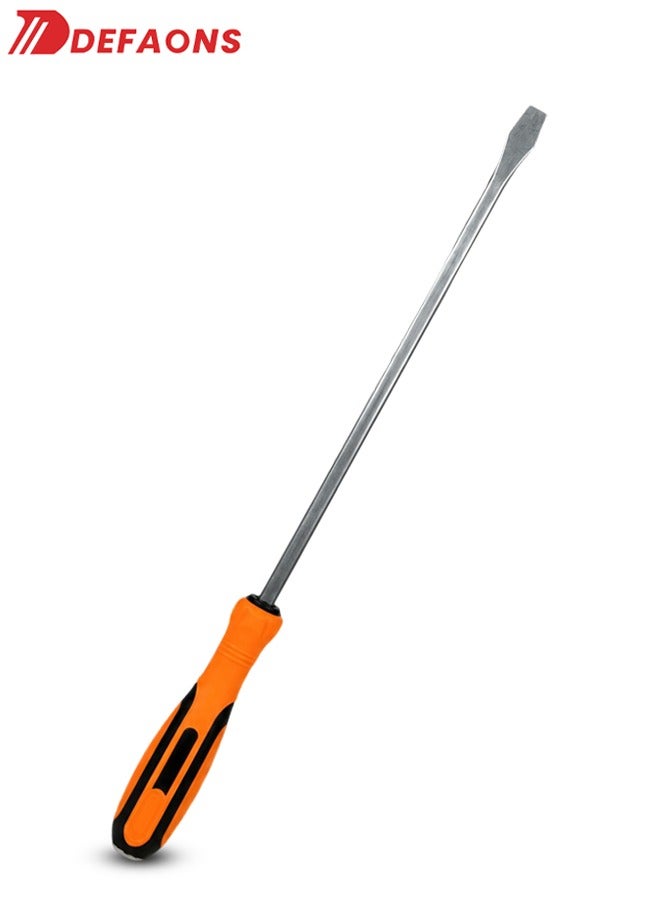 DEFAONS Heavy Duty Flat Head Screwdriver with Magnetic Tip, Long Reach Slotted Screw Driver with Strike Cap, Alloy Steel Flat Tip Driver for Automotive, Mechanical, Industrial, Garage and Home Repair Maintenance Work. - Image 1