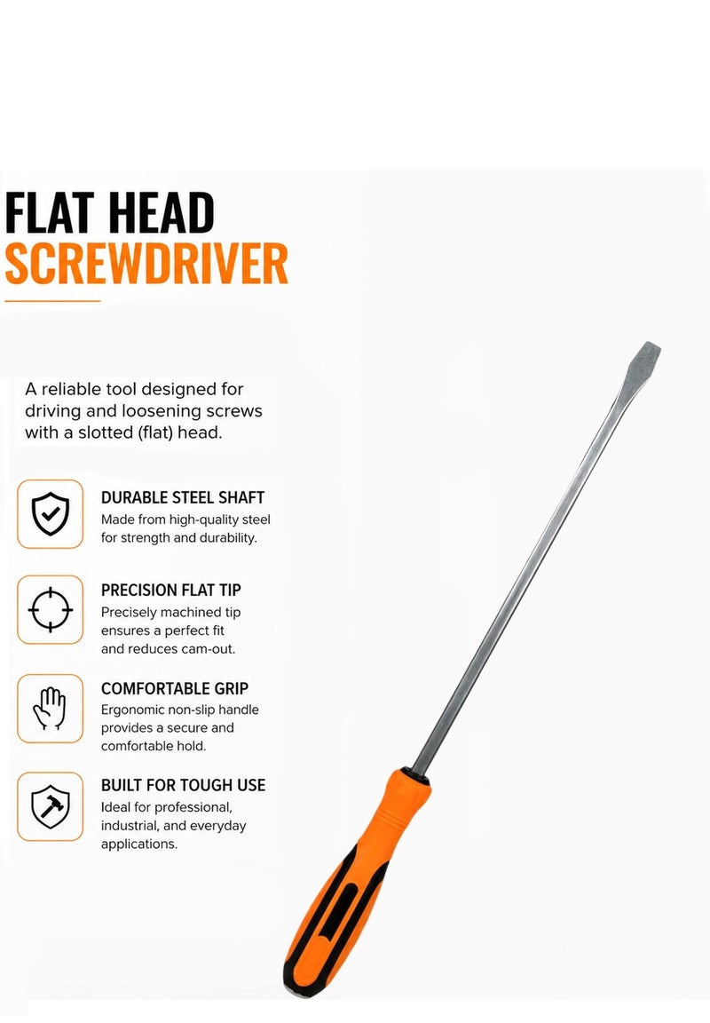 DEFAONS Heavy Duty Flat Head Screwdriver with Magnetic Tip, Long Reach Slotted Screw Driver with Strike Cap, Alloy Steel Flat Tip Driver for Automotive, Mechanical, Industrial, Garage and Home Repair Maintenance Work. - Image 5