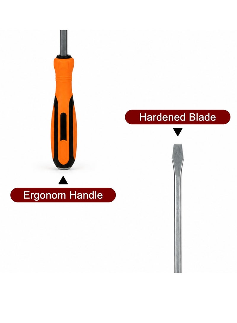 DEFAONS Heavy Duty Flat Head Screwdriver with Magnetic Tip, Long Reach Slotted Screw Driver with Strike Cap, Alloy Steel Flat Tip Driver for Automotive, Mechanical, Industrial, Garage and Home Repair Maintenance Work. - Image 2