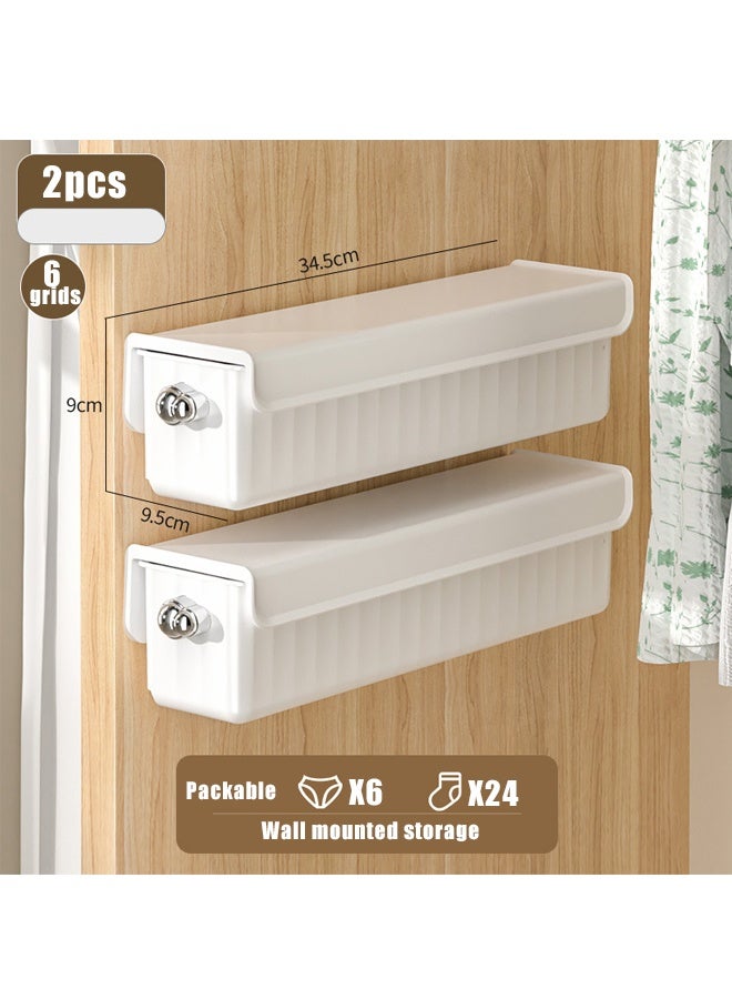 2 Pcs Socks Underwear Wall Mount Drawer Organizer, Switchable 6 Cell Drawer Organizers Self-Adhesive Anti Dust Storage Box for Clothes Socks Lingerie Underwear Ties - Image 3