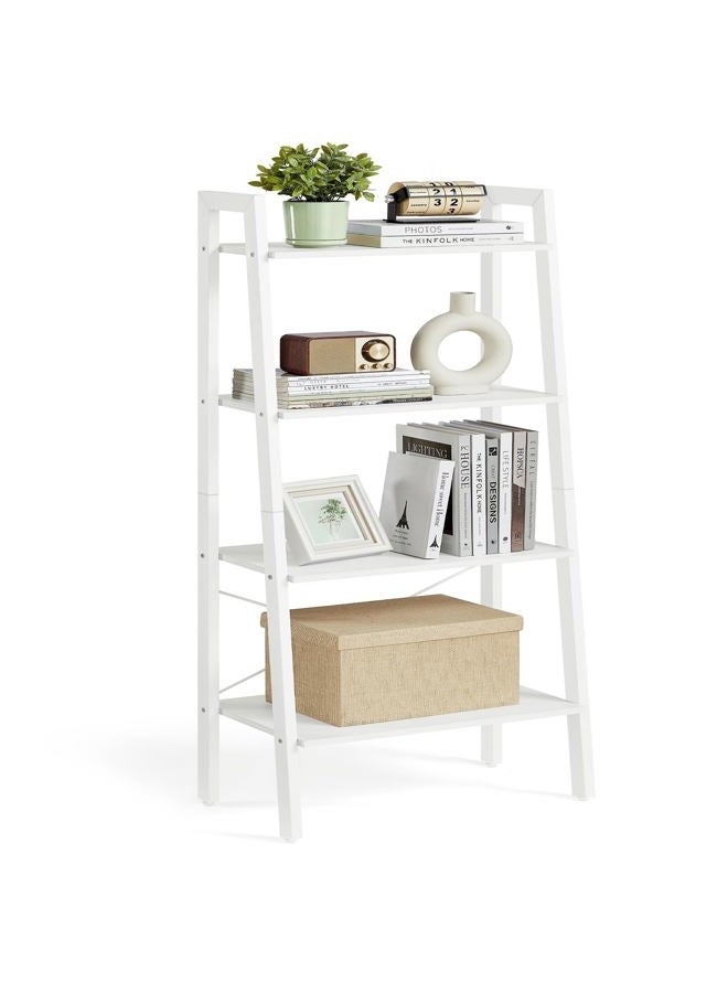 VASAGLE Ladder Shelf, 4-Tier Bookshelf, Bookcase, for Living Room, Bedroom, Kitchen, Home Office, Industrial Style, Steel Frame, Maple White and Pearl White LLS044W44 - Image 1
