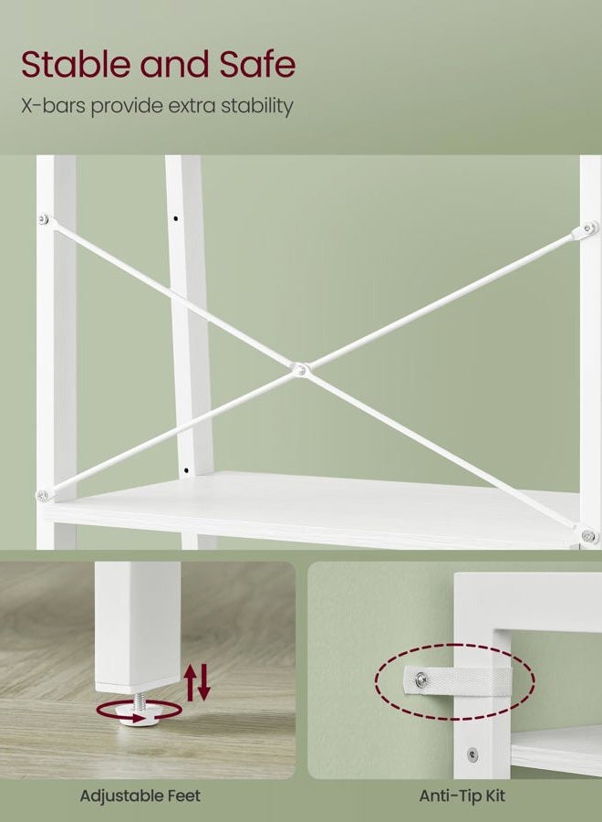 VASAGLE Ladder Shelf, 4-Tier Bookshelf, Bookcase, for Living Room, Bedroom, Kitchen, Home Office, Industrial Style, Steel Frame, Maple White and Pearl White LLS044W44 - Image 4