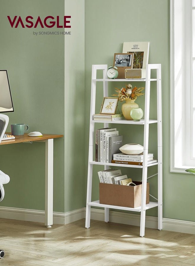 VASAGLE Ladder Shelf, 4-Tier Bookshelf, Bookcase, for Living Room, Bedroom, Kitchen, Home Office, Industrial Style, Steel Frame, Maple White and Pearl White LLS044W44 - Image 2