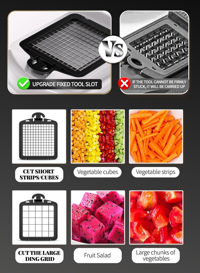 سوكاني قطاعة خضراوات متعددة الوظائف 15 في 1 مع 8 شفرات، قطاعة بصل، قطاعة خضراوات مع حاوية، قطاعة فواكه وخضراوات للمنزل والمطبخ - Image 3