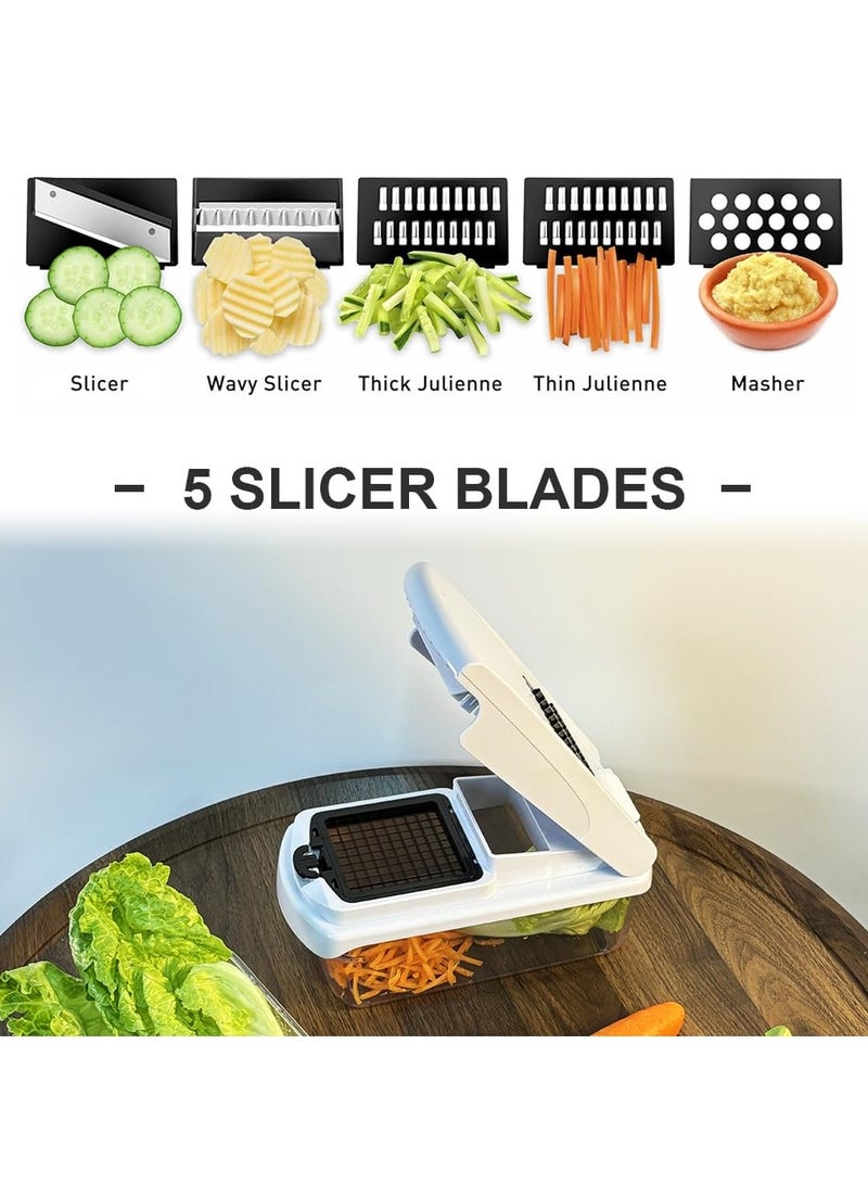 سوكاني قطاعة خضراوات متعددة الوظائف 15 في 1 مع 8 شفرات، قطاعة بصل، قطاعة خضراوات مع حاوية، قطاعة فواكه وخضراوات للمنزل والمطبخ - Image 4