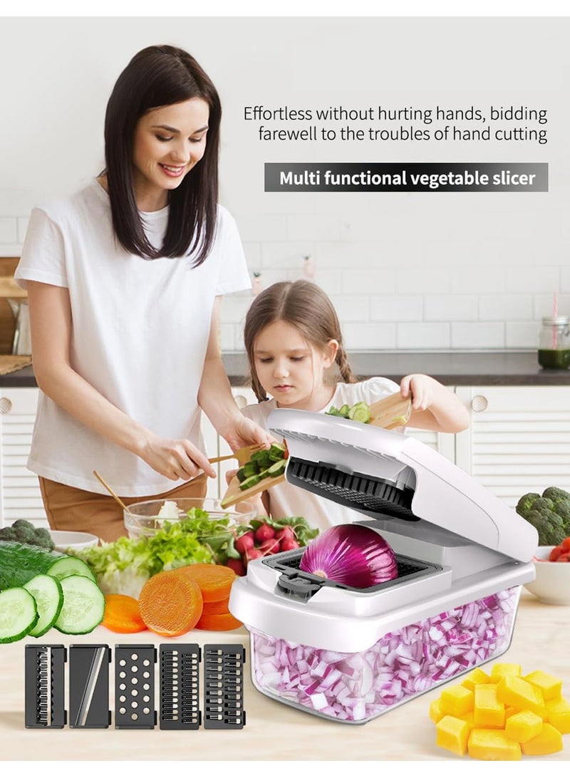سوكاني قطاعة خضراوات متعددة الوظائف 15 في 1 مع 8 شفرات، قطاعة بصل، قطاعة خضراوات مع حاوية، قطاعة فواكه وخضراوات للمنزل والمطبخ - Image 5