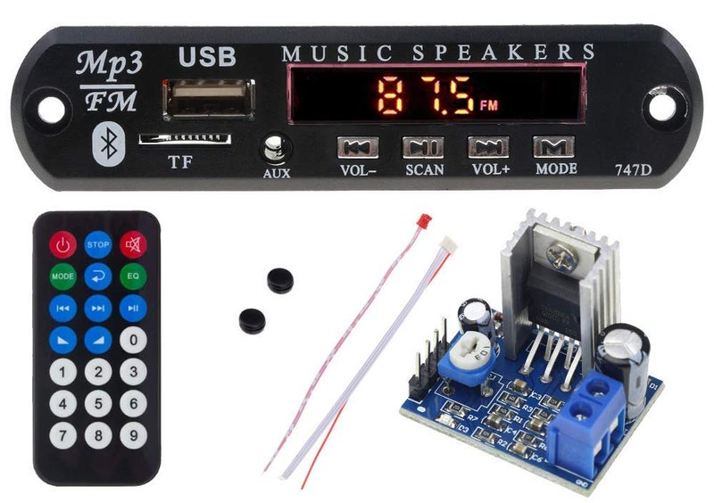 Generic MP3 Decoder Board Bluetooth USB & Audio Amplifier Board Module TDA2030-2 Channel, 18W, 12V/5V, IR Remote, LED Display, FM Radio - Image 1