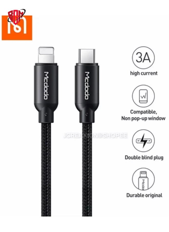BGM - CH-6692 20W Fast and PD Single Port Wall Charger with iPhone Charging Cable - Black - Image 1