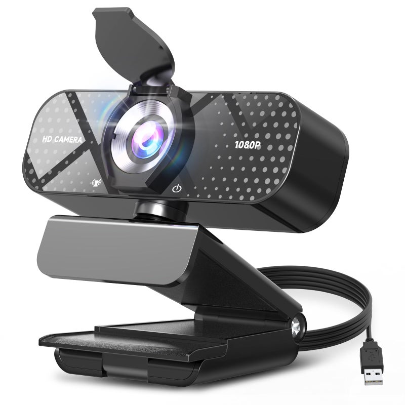 TRAUSI 1080P Full HD Webcam with Noise-Canceling Mic, Auto Light Correction, Privacy Cover and Wide Angle Lens, Plug & Play USB Camera for Laptop/Desktop/PC/Mac, Compatible with Zoom/Skype/Teams/Streaming - Image 1