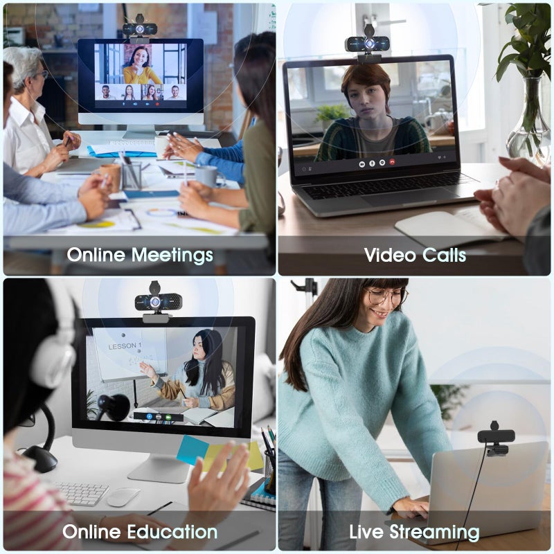 TRAUSI 1080P Full HD Webcam with Noise-Canceling Mic, Auto Light Correction, Privacy Cover and Wide Angle Lens, Plug & Play USB Camera for Laptop/Desktop/PC/Mac, Compatible with Zoom/Skype/Teams/Streaming - Image 5