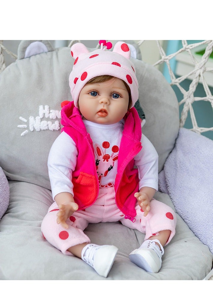 50 Cm Reborn Baby Doll Cloth Body with Cute Giraffe Stuffed Toy - Image 2