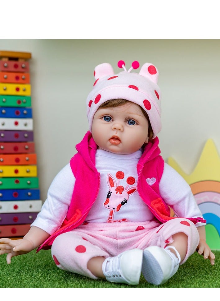 50 Cm Reborn Baby Doll Cloth Body with Cute Giraffe Stuffed Toy - Image 3