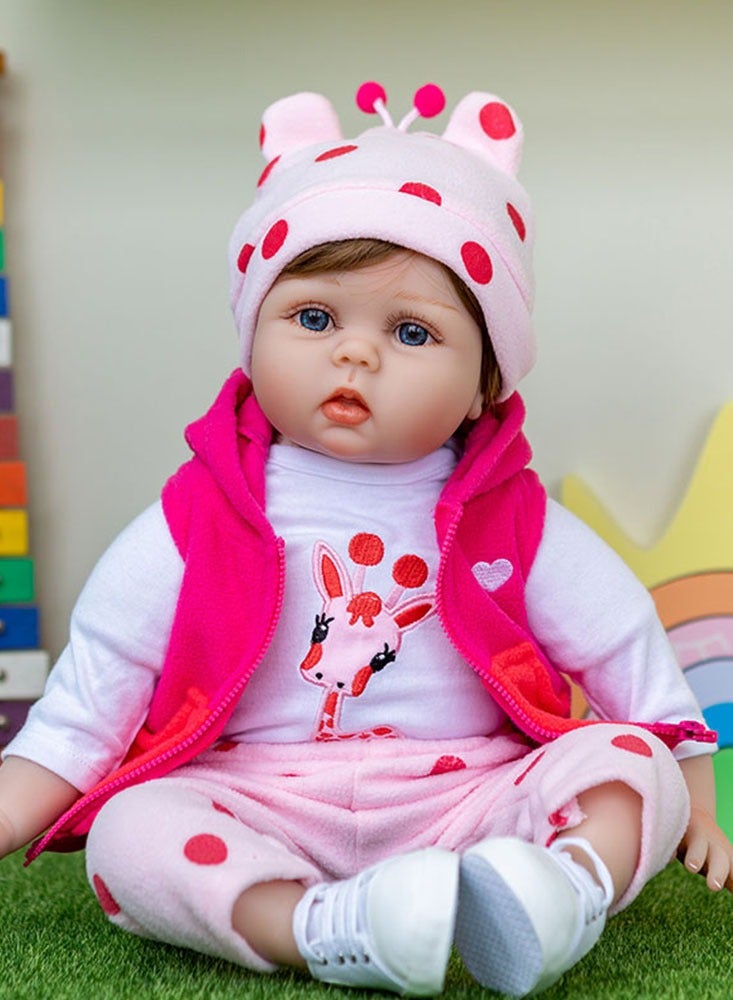50 Cm Reborn Baby Doll Cloth Body with Cute Giraffe Stuffed Toy - Image 1