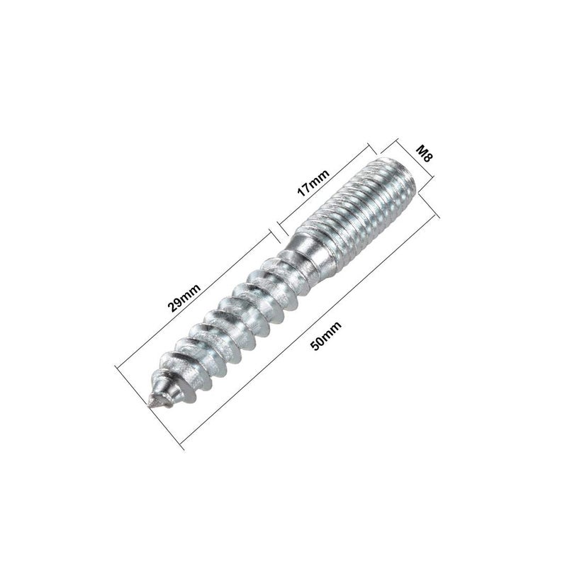 uxcell M8 Hanger Bolts Length 2"(50mm) Double Headed Bolts Self-Tapping Screw 8mm Wood Joint Furniture Legs 8pcs - Image 2