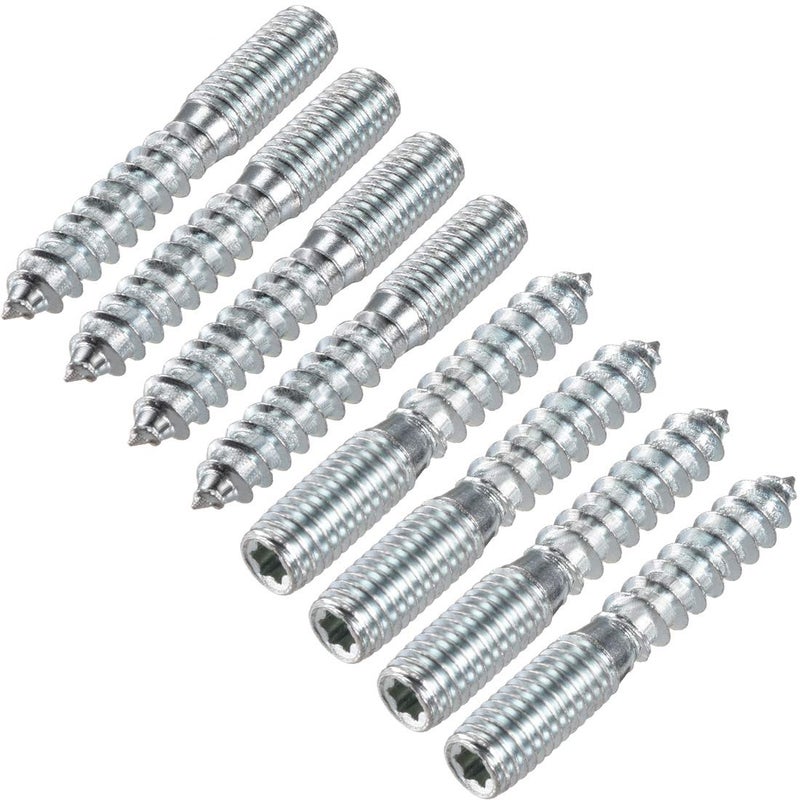 uxcell M8 Hanger Bolts Length 2"(50mm) Double Headed Bolts Self-Tapping Screw 8mm Wood Joint Furniture Legs 8pcs - Image 1